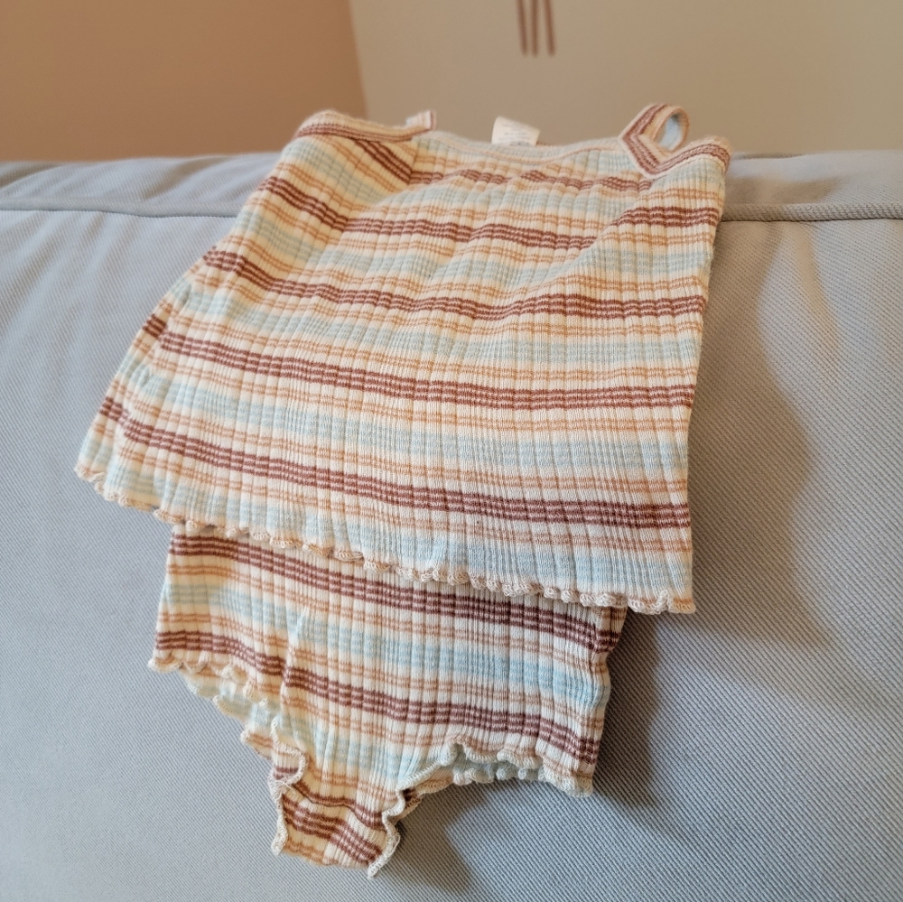Kate Quinn organic cotton ribbed lettuce trim ruffle, vintage retro, 6-12 months
